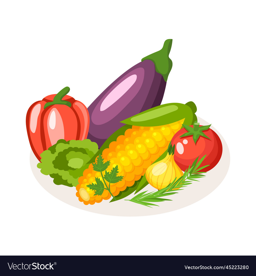 Bbq grilled vegetables composition Royalty Free Vector Image