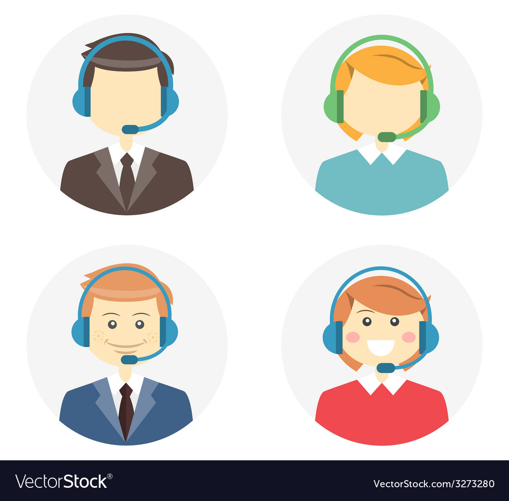 Call center operator icons Royalty Free Vector Image