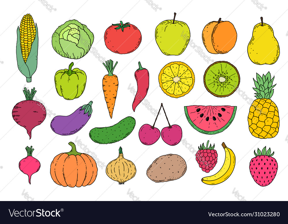 Fruits an vegetables icons