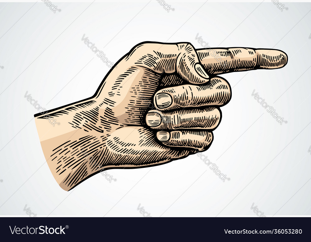 Hand with an extended index finger drawn Vector Image