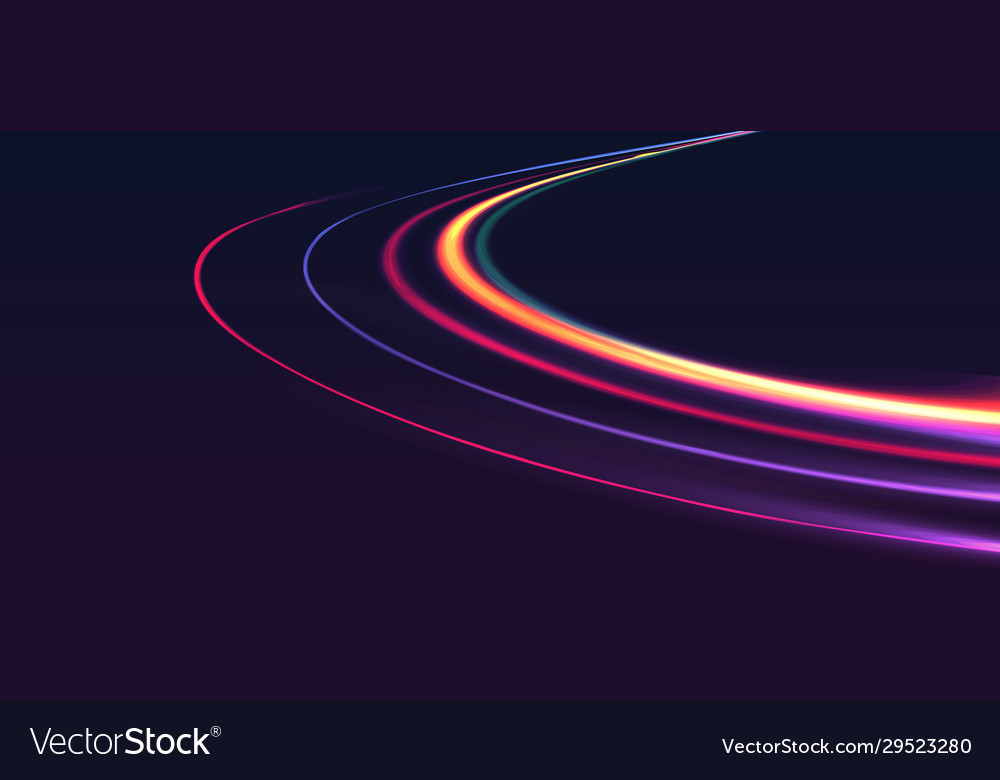 Neon lights forming light track on speed Vector Image
