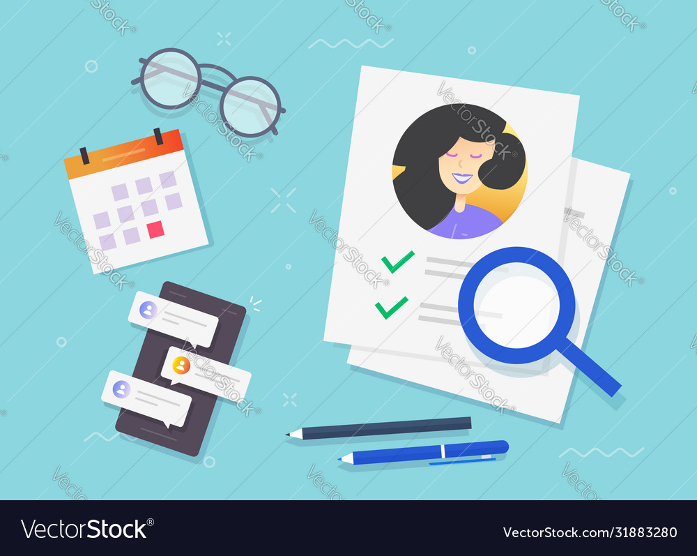Recruitment test application with approval check Vector Image