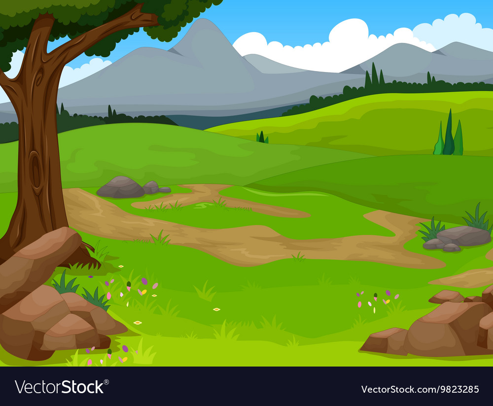 Beauty forest with landscape background Royalty Free Vector