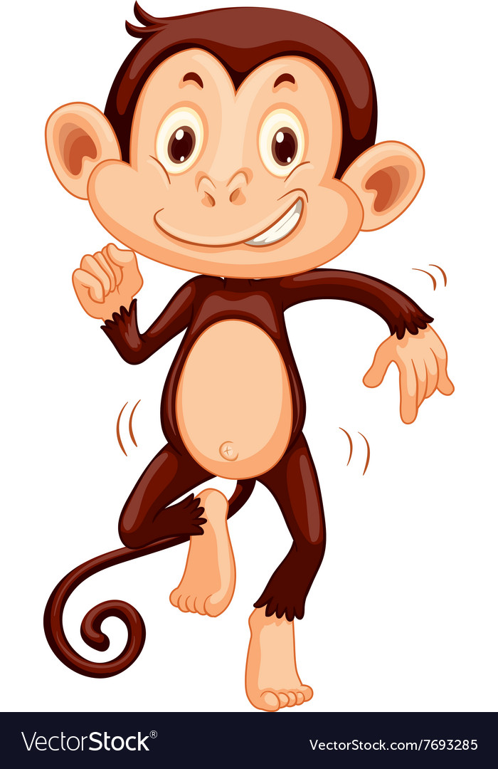 Cute monkey dancing alone Royalty Free Vector Image