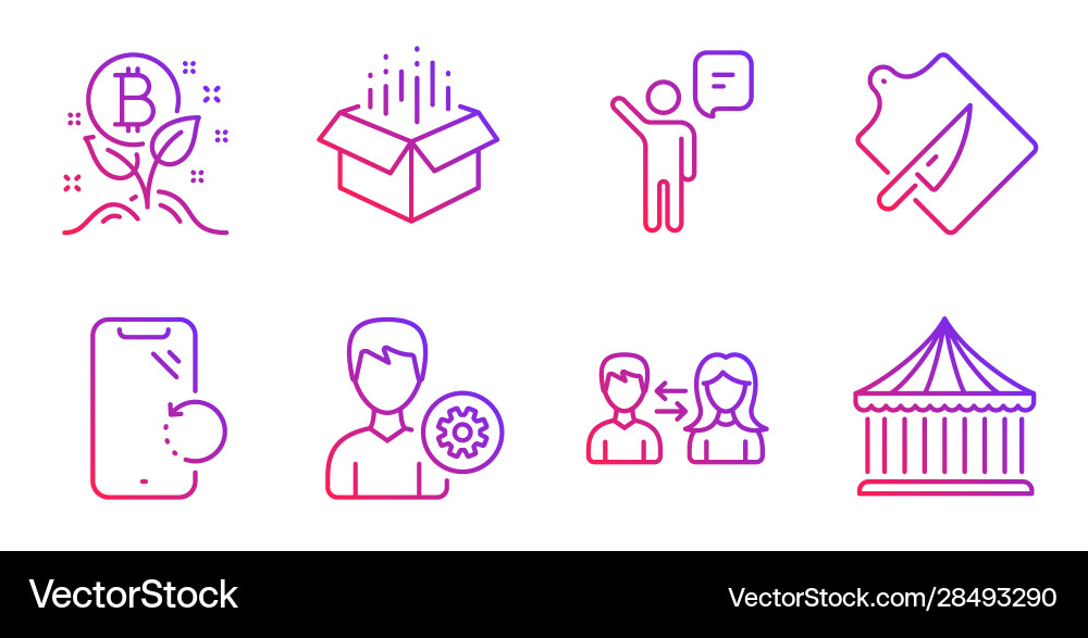 Agent people communication and open box icons set Vector Image