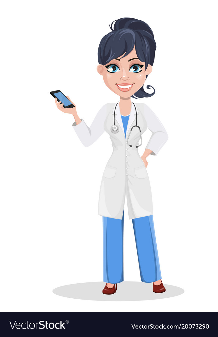 Beautiful cartoon character medic holding Vector Image