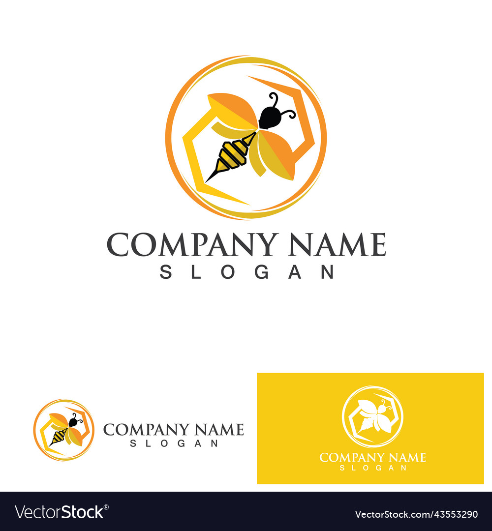 Bee honey logo icon symbol design template Vector Image