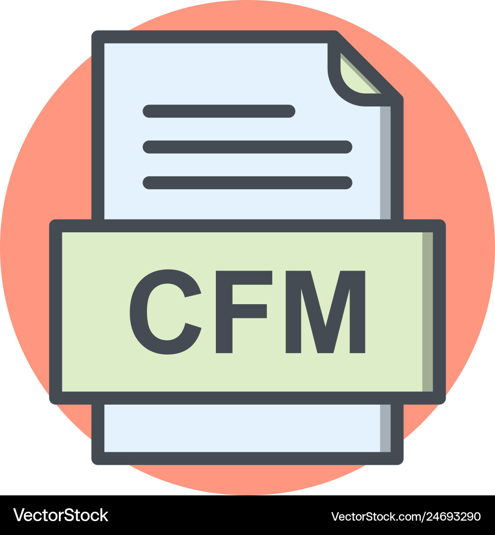 Cfm file document icon Royalty Free Vector Image