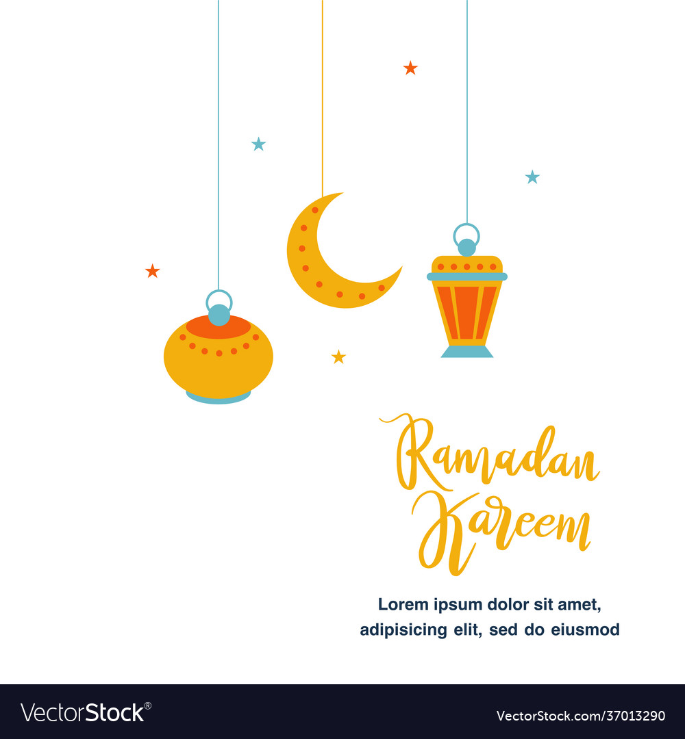 Cute ramadan kareem greeting flat Royalty Free Vector Image