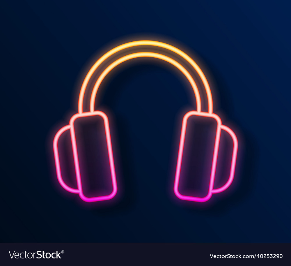 Glowing neon line headphones icon isolated Vector Image