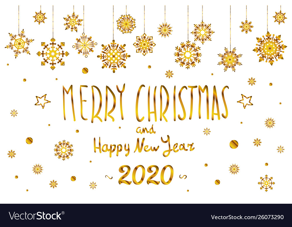 Gold merry christmas and happy new year 2020 year Vector Image