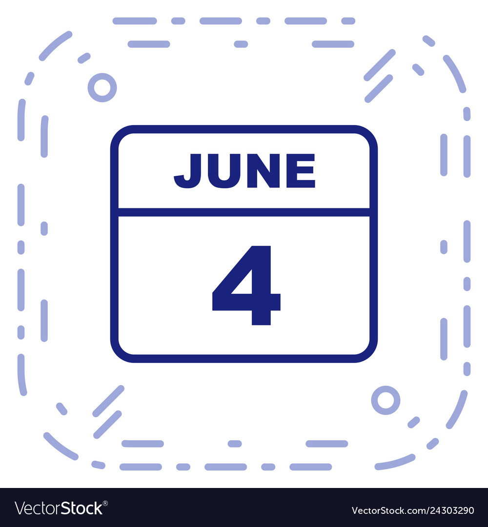 June 4th date on a single day calendar Royalty Free Vector