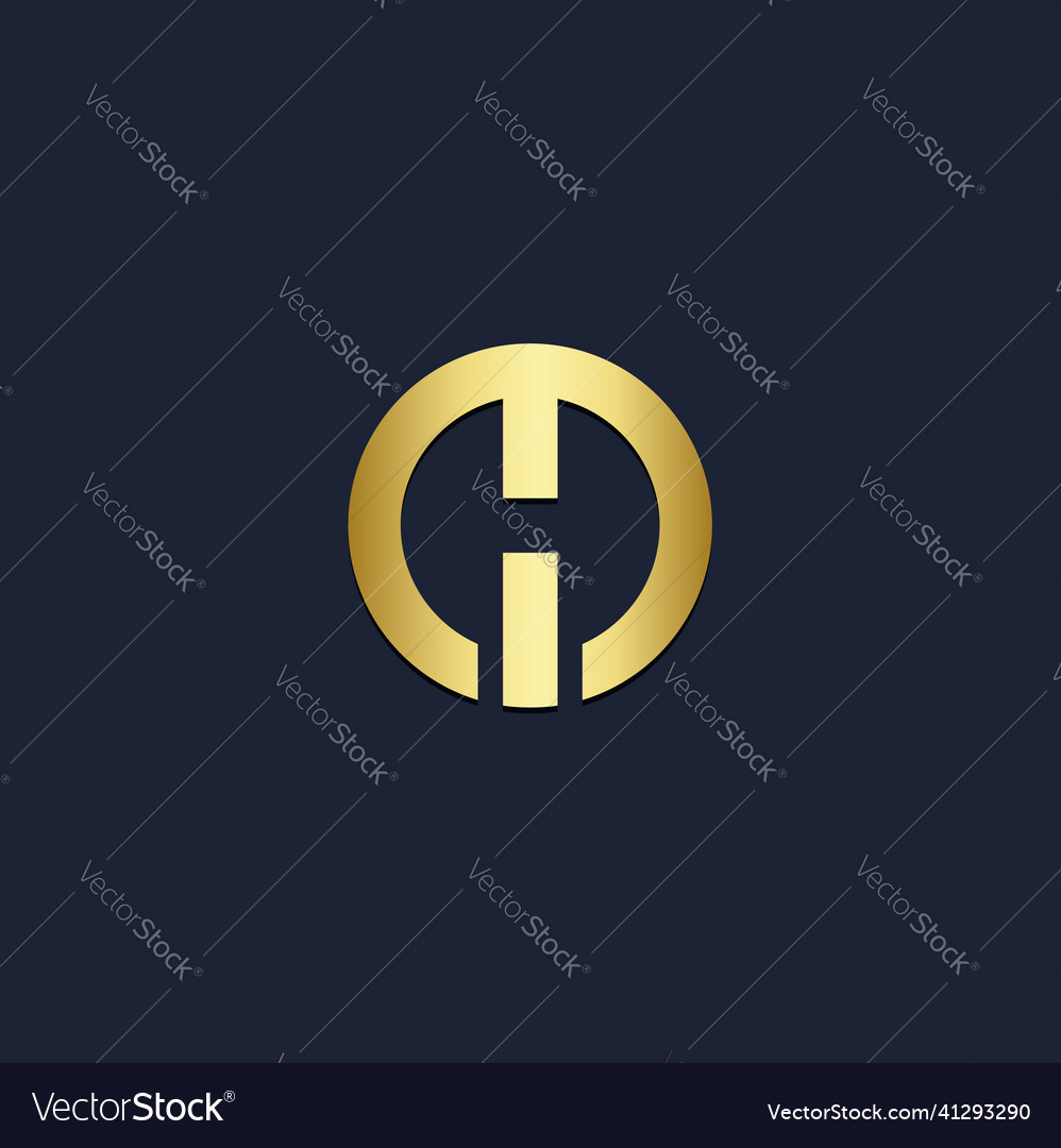 Round shape power sign gold logo Royalty Free Vector Image