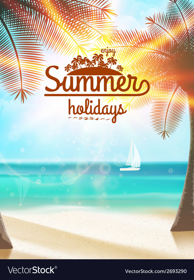 Vintage Poster Of Tropical Beach Royalty Free Vector Image Vintage Poster Of Tropical Beach Vector Image