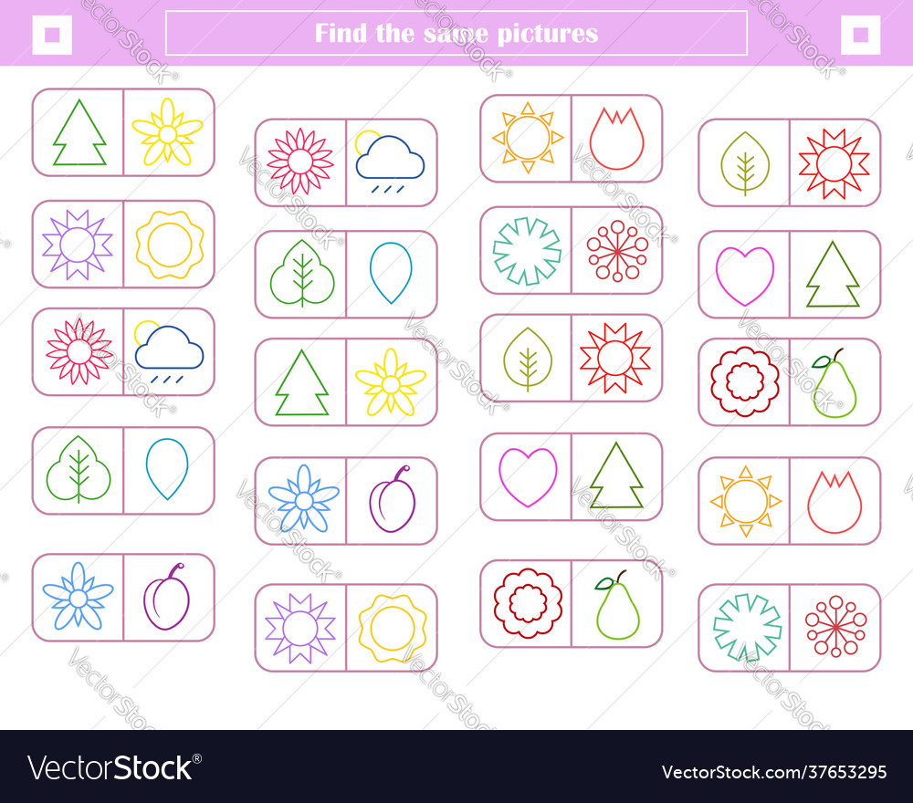 Logic game for children find and connect identic Vector Image