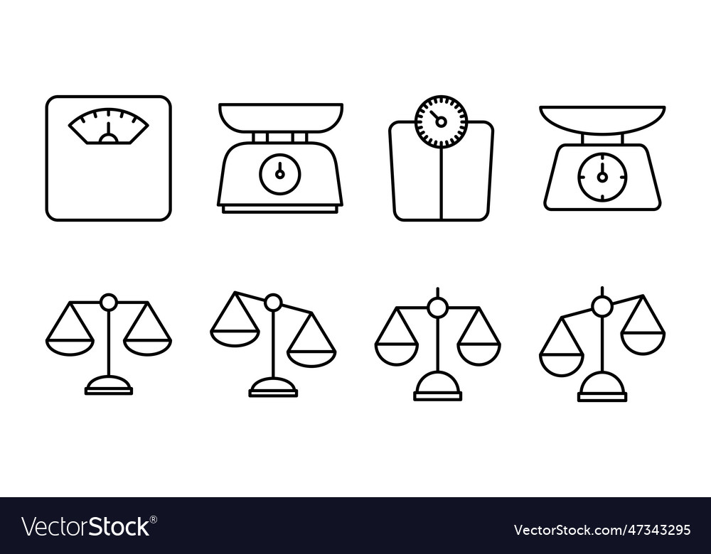 Scales icon set law scale icon icon justice Vector Image