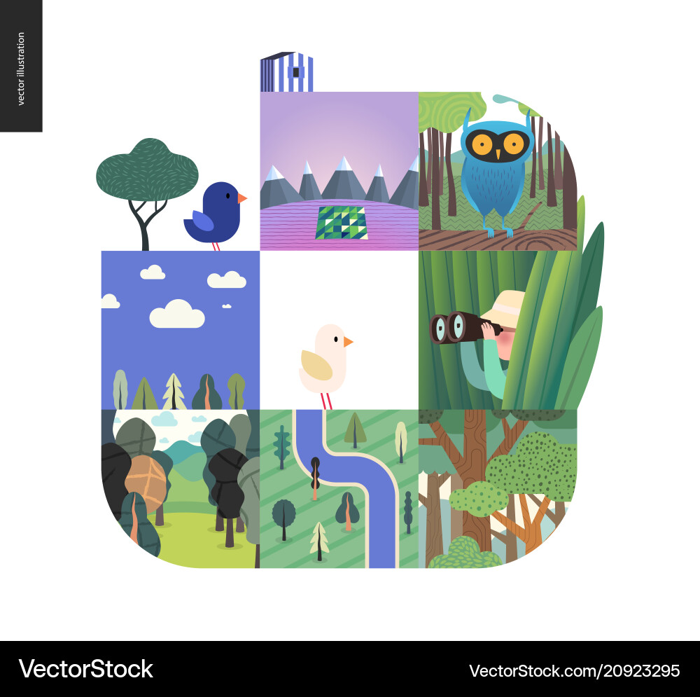 Simple things - forest set composition on a white Vector Image