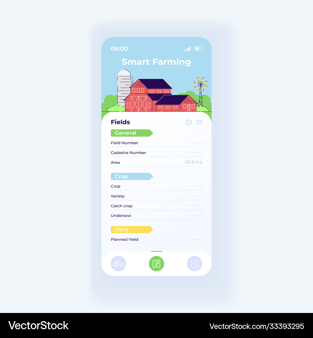 Farming Software Interface Smart farming smartphone interface template Vector Image