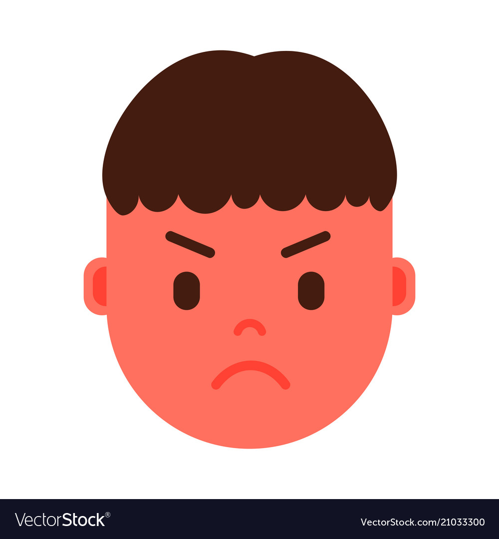 Boy head emoji personage icon with facial emotions