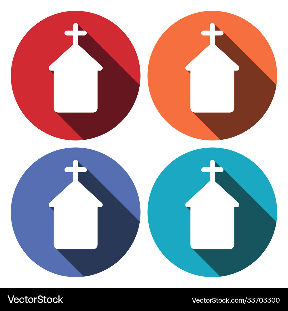 Building church flat icon with long shadoweps10 Vector Image