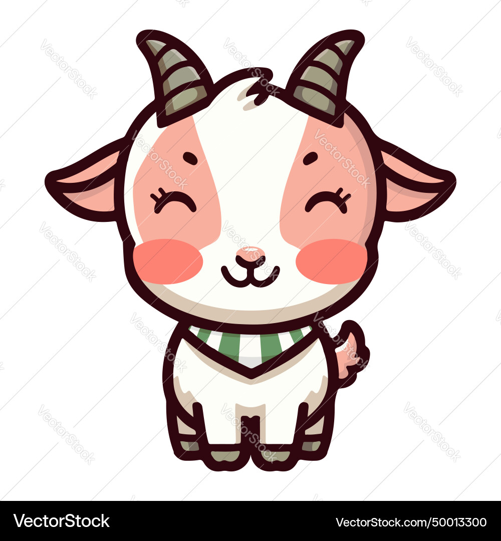 Cute Goat With Horn Royalty Free Vector Image Vectorstock