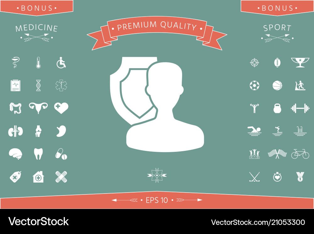 Insurance shield with user icon Royalty Free Vector Image