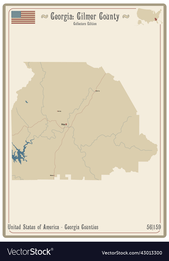 Map Of Gilmer County In Georgia Royalty Free Vector Image