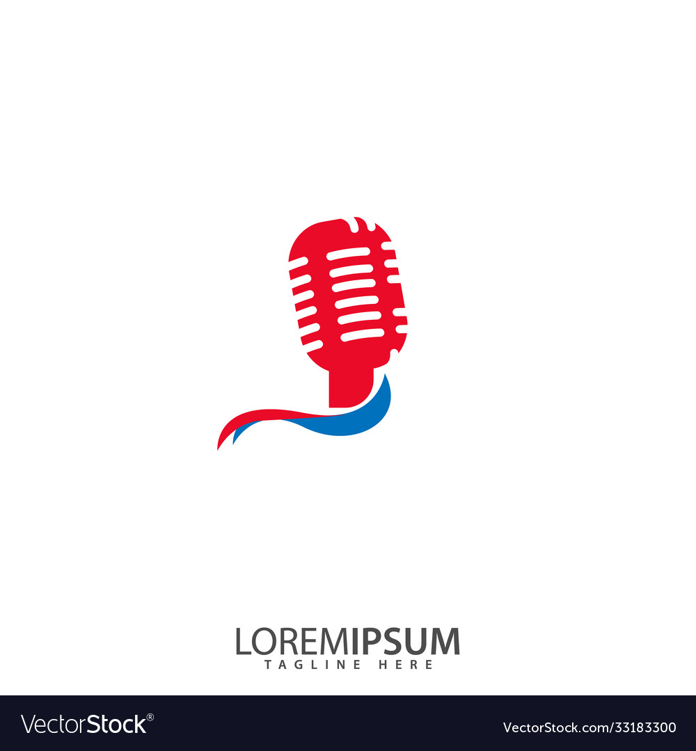 Microphone radio logo template design sign symbol