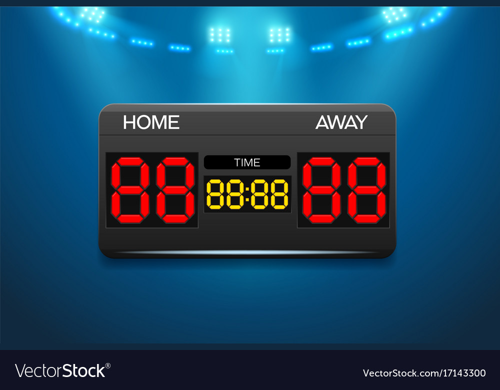 Scoreboard with time and result display Royalty Free Vector