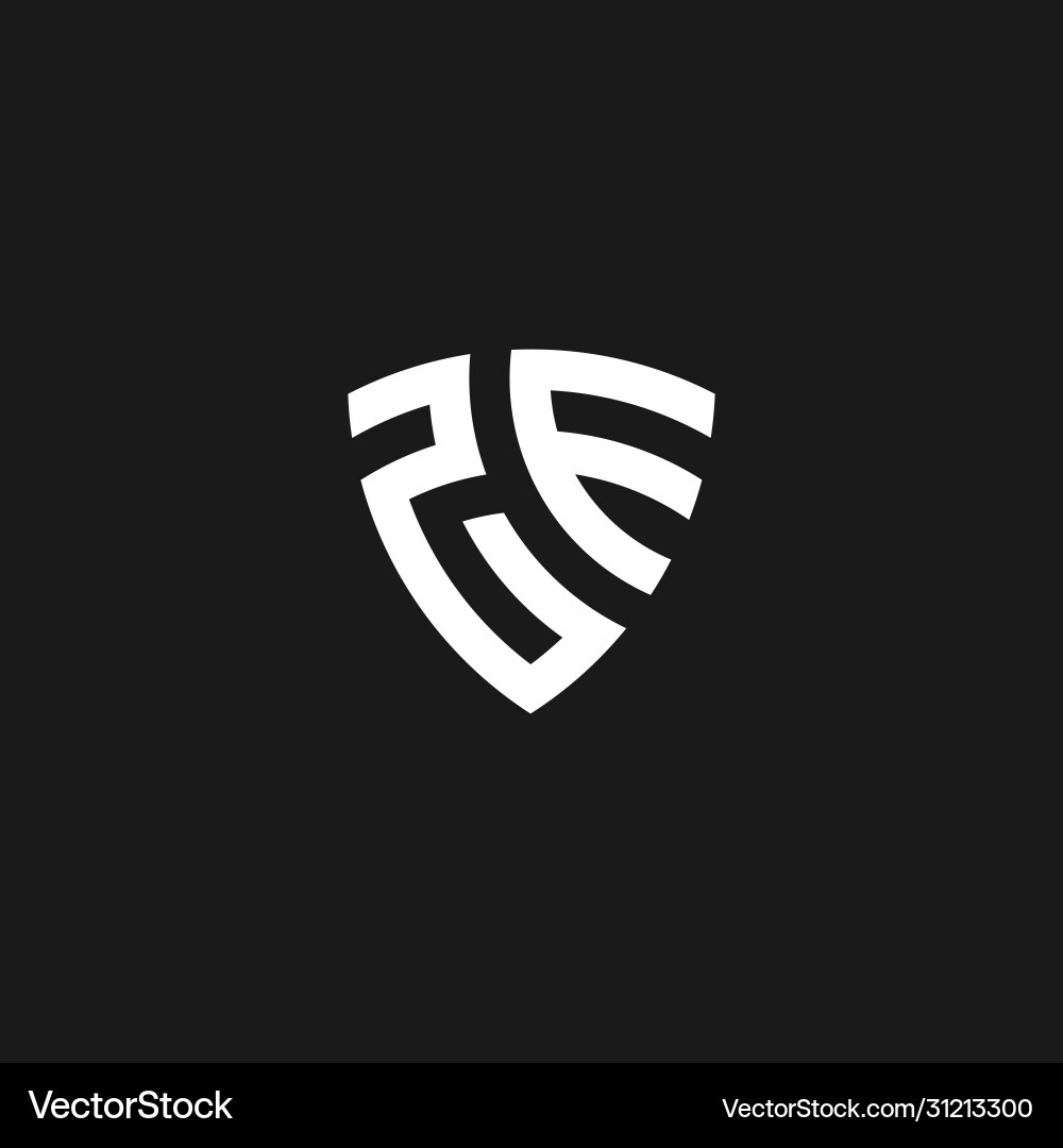 Ze monogram logo with shield shape Royalty Free Vector Image