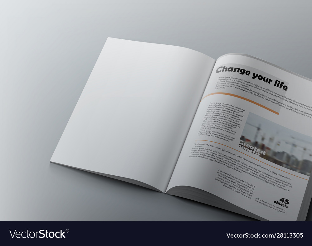 3d magazine design concept clean white page