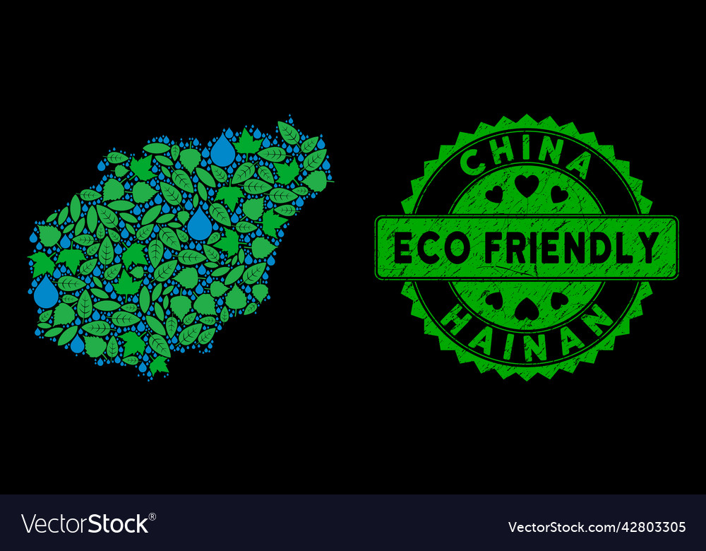 Eco green mosaic hainan island map and