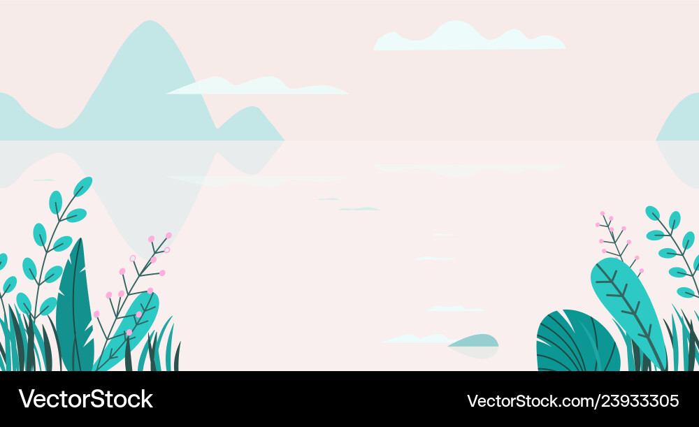 Flat background spring sunset landscape Royalty Free Vector
