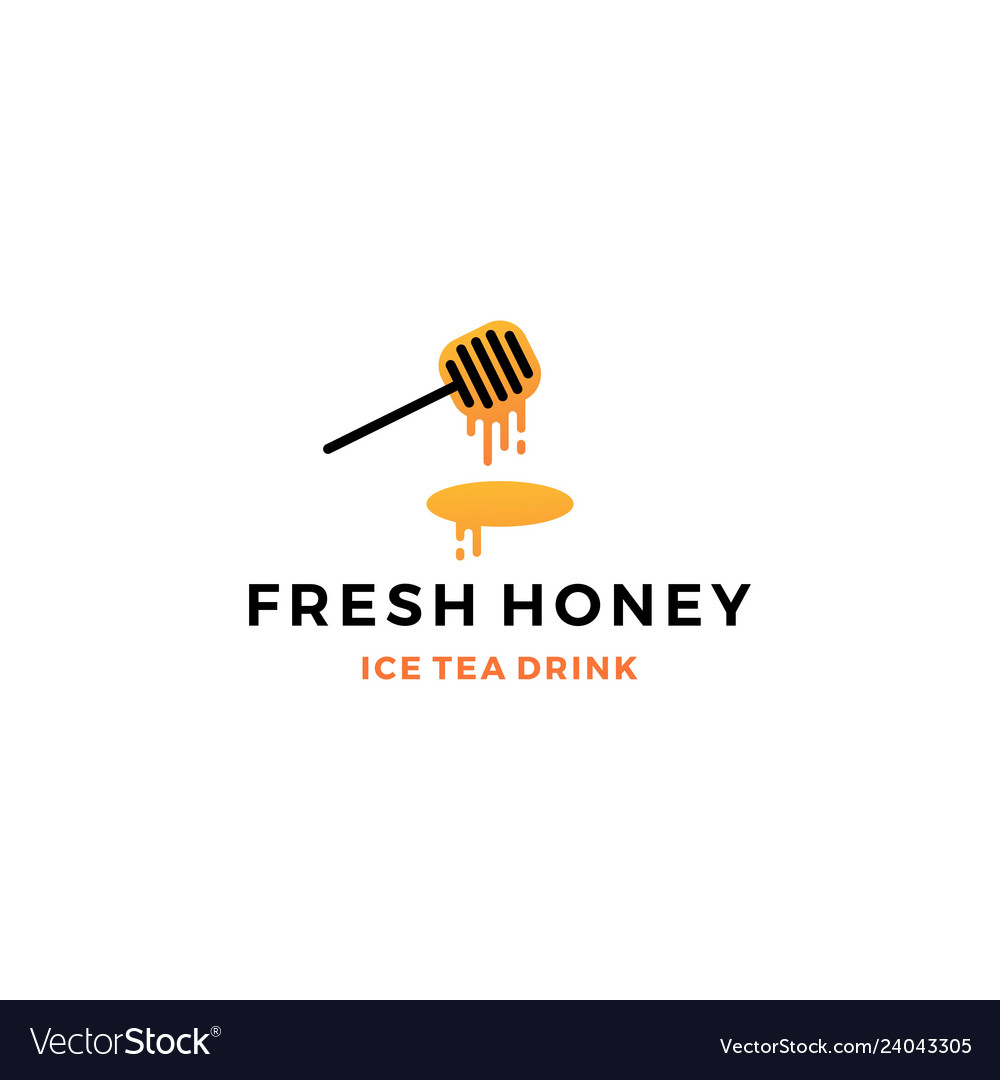 Honey ice tea cup bubble drink logo icon label