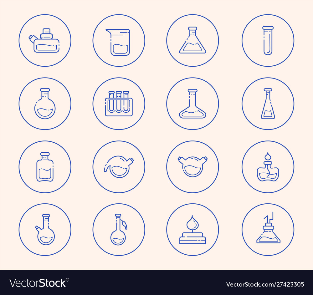 Laboratory flasks icon set