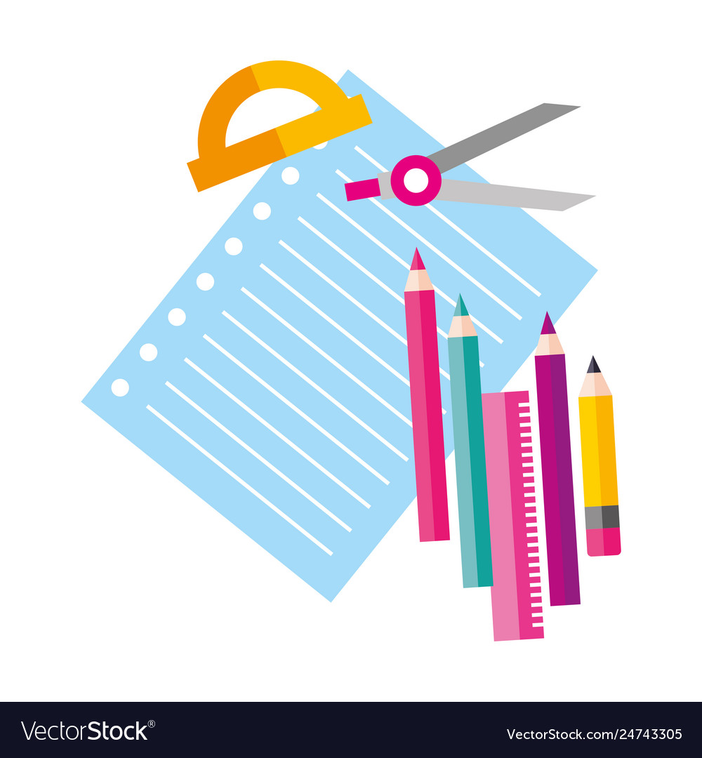 Paper sheet compass protractor and pencil color