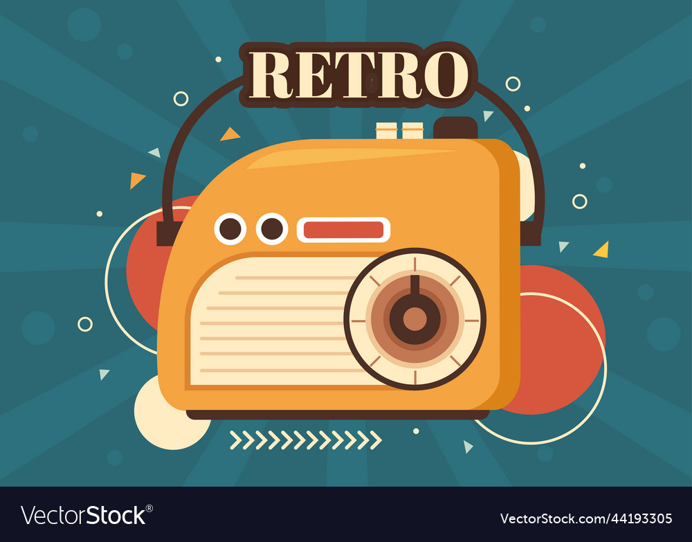 Retro radio player style for record old receiver Vector Image