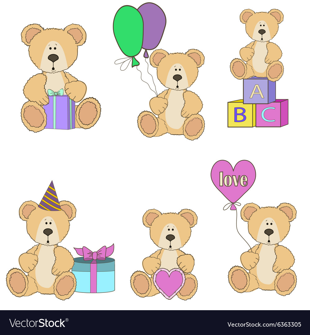 Teddy Bear Set Royalty Free Vector Image - VectorStock