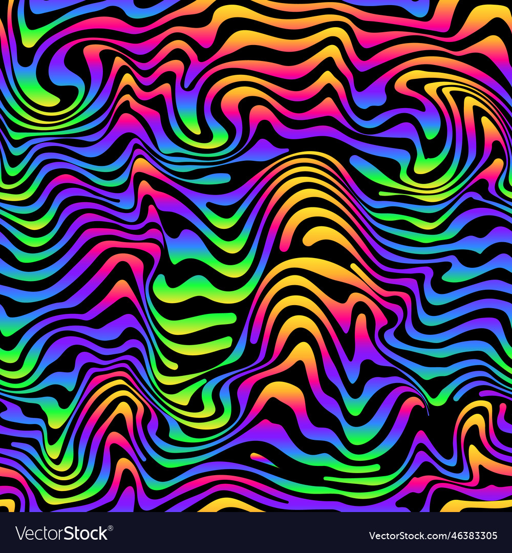 Vibrant psychedelic wavy lines gradient seamless Vector Image