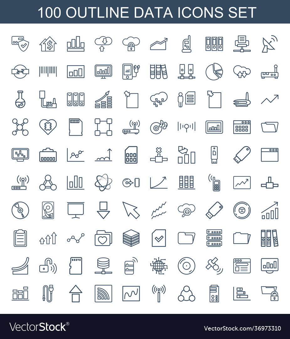 100 data icons Royalty Free Vector Image - VectorStock