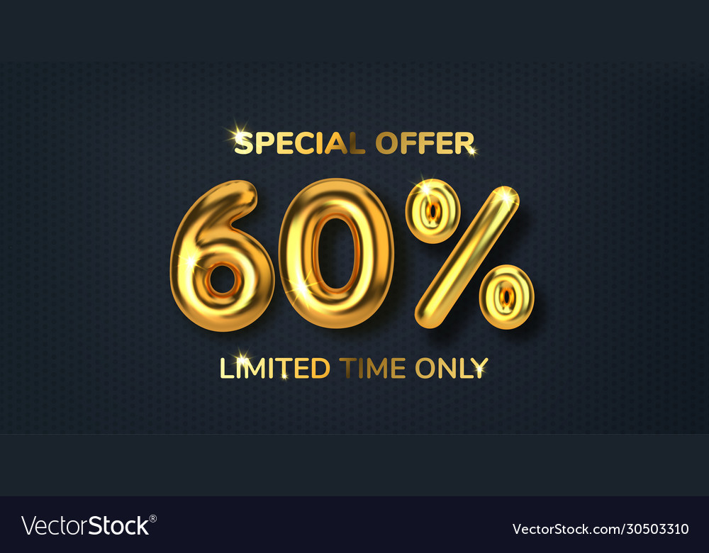 60 Off Discount Promotion Sale Made Realistic Vector Image