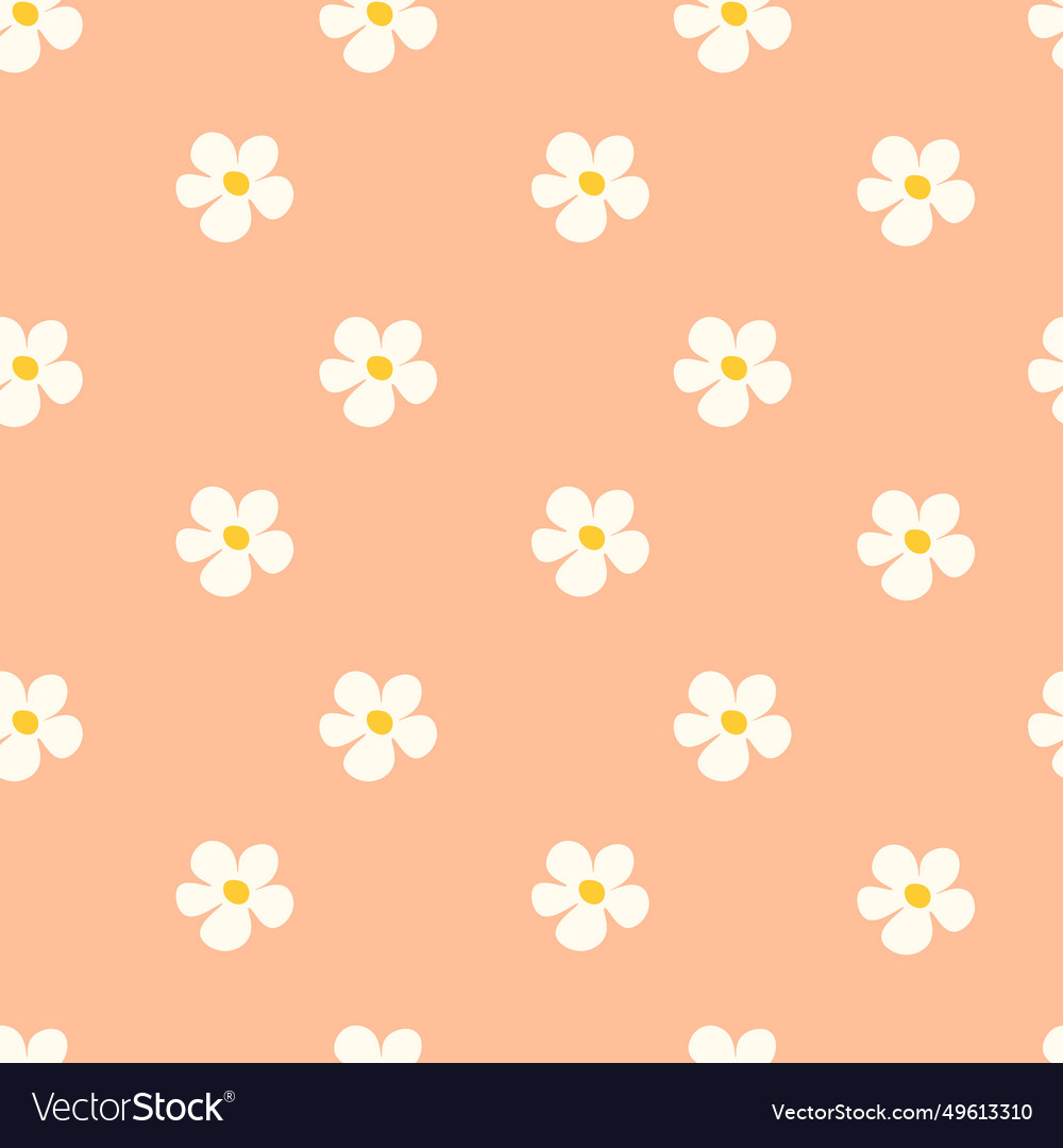 Chamomile floral seamless pattern on peach fuzz