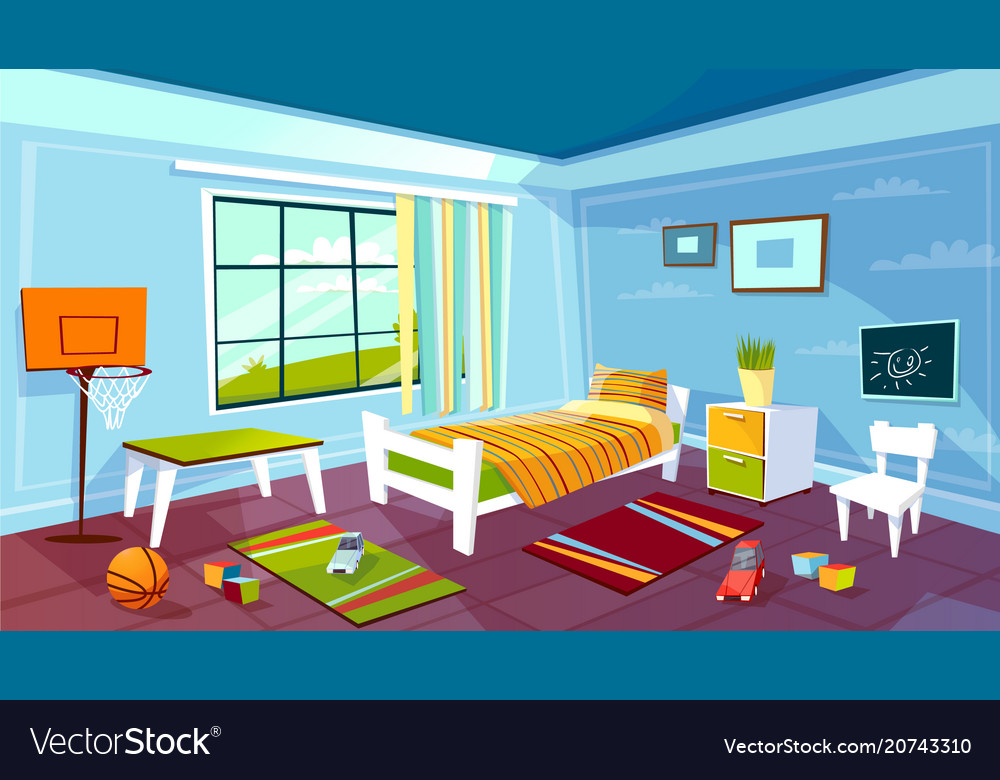 Child Room Cartoon Of Kid Boy Royalty Free Vector Image