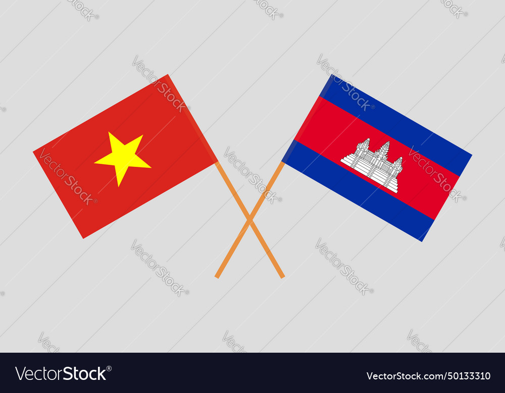 Gekreuzte Flaggen von vietnam und cambodia offizielle