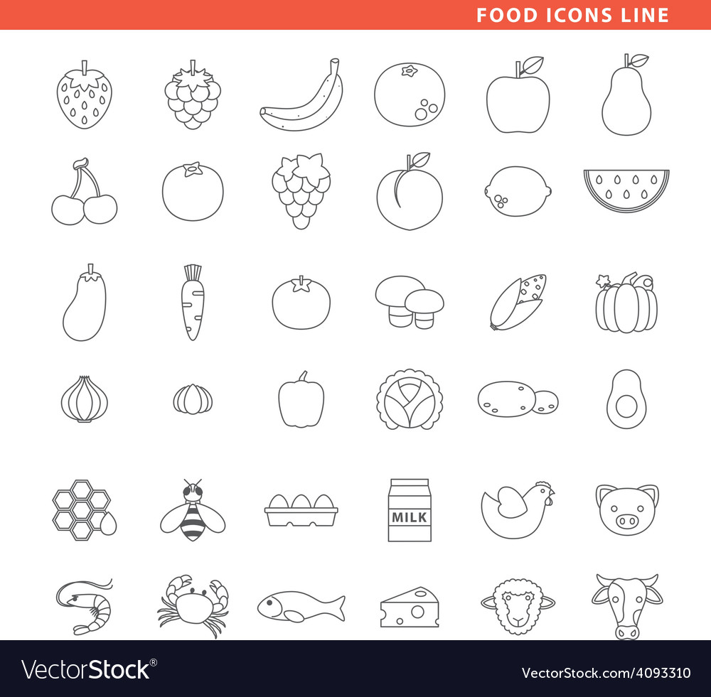 Food icons line Royalty Free Vector Image - VectorStock