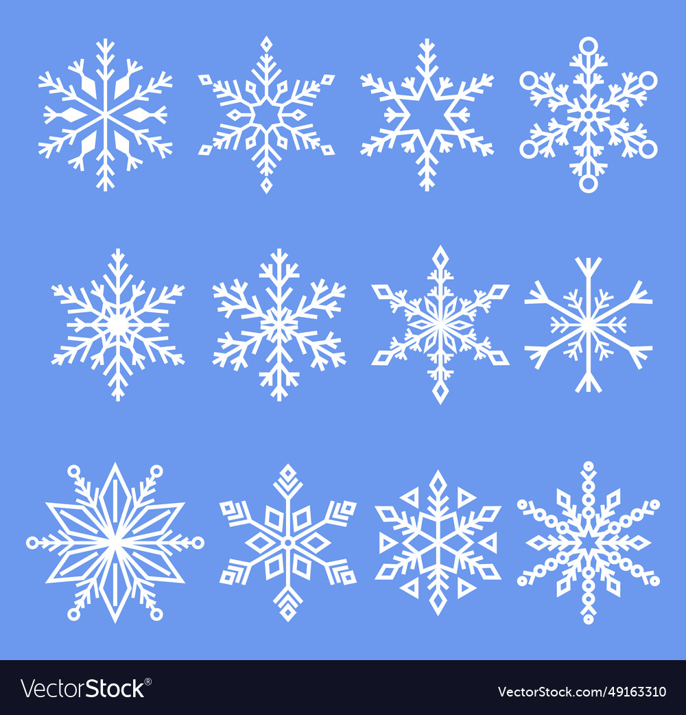 Geometric snowflakes intricate ice crystals