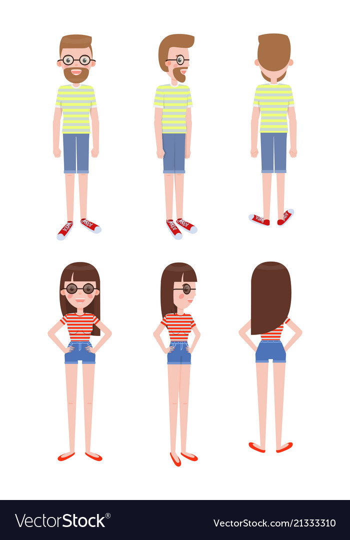 Guy and girl in shorts t-shirts with glasses