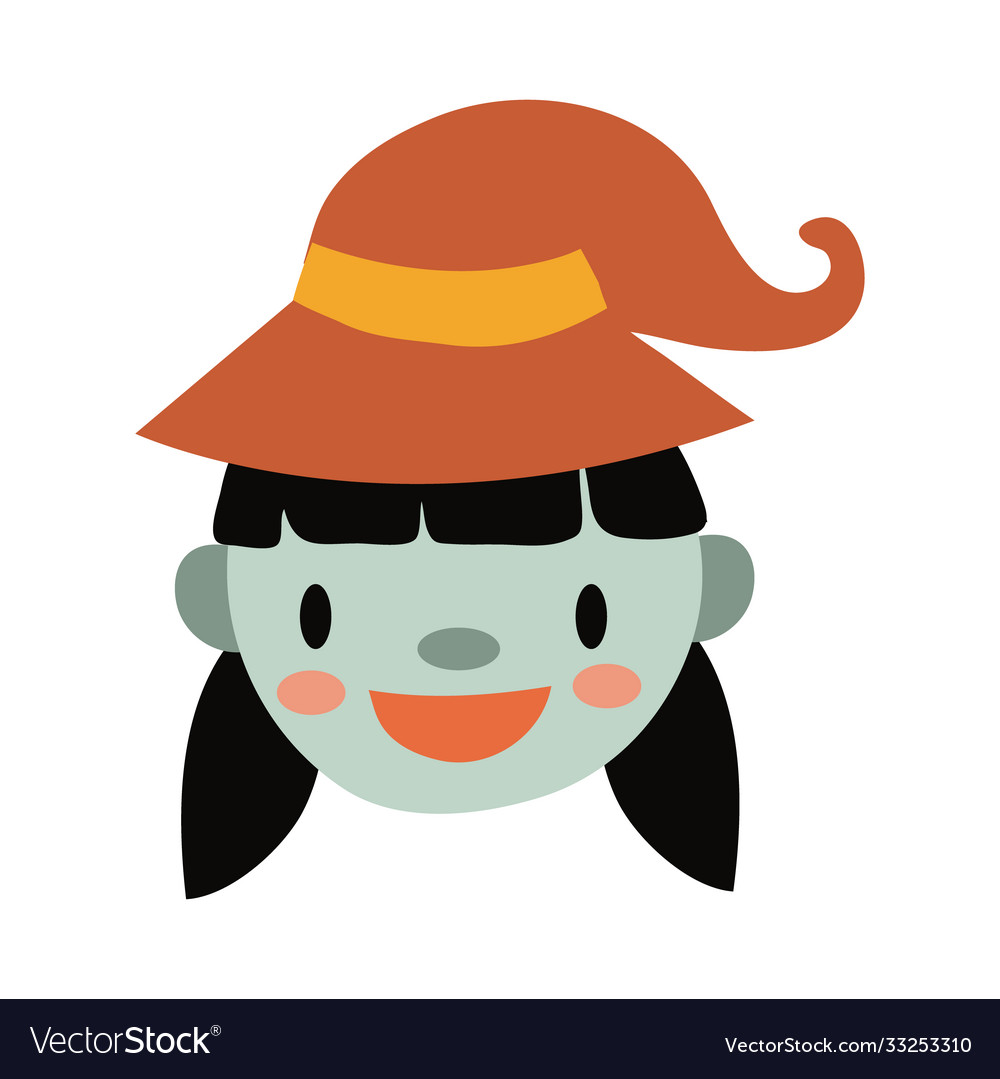 Halloween witch with hat flat style icon