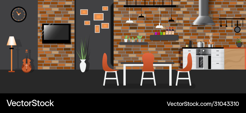Kitchen interior design3 Royalty Free Vector Image