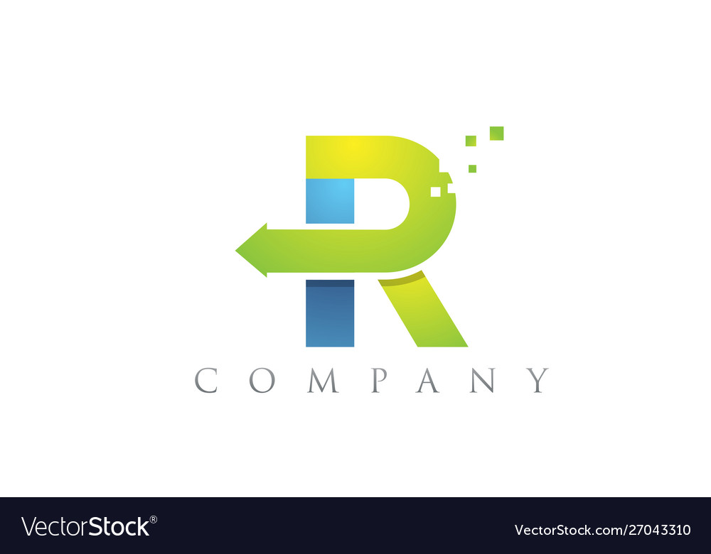 R blue green alphabet letter logo company icon Vector Image